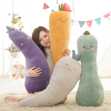 Load image into Gallery viewer, plush carrot eggplant radish toy stuffed vegetables throw pillow cushion cartoon food with smile face home decora
