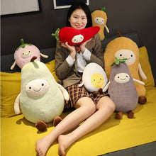 Load image into Gallery viewer, Kawaii Cartoon Eggplant Mango Strawberry Pepper Pear Omelette Toy For Children Fruit Soft Plush Pillow Kids Stuffed Doll Gift
