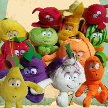 Load image into Gallery viewer, fruit vegetables soft plush toy goodness gang Banana pear carrot watermelon eggplant orange lemon strawberry pumpkin garlic
